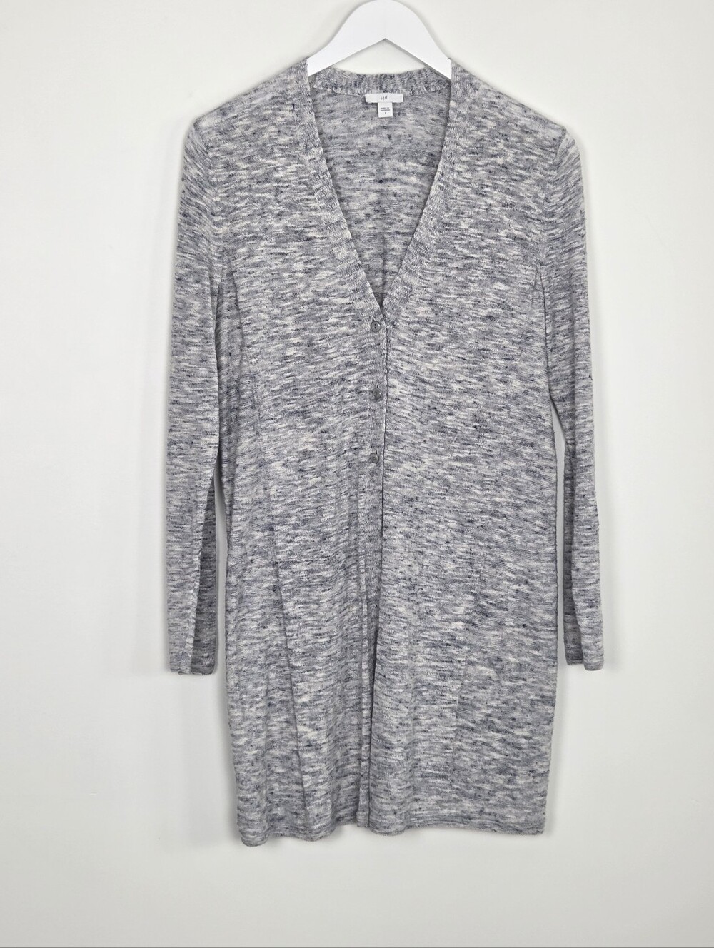 J. Jill Cotton Blend Long Sleeve Gray/Blue Marled Cardigan Sweater Size S